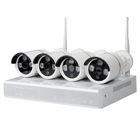 Комплект: сетевой видеорегистратор MIPCK0410 и 4 беспроводных IP камеры наблюдения 720p, 1 МП 