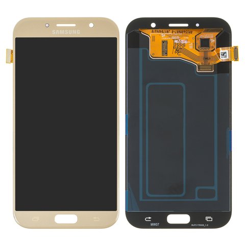 Дисплей для Samsung A720 Galaxy A7 2017 , золотистый, без рамки, Original, сервисная упаковка, original glass, #GH97 19723B
