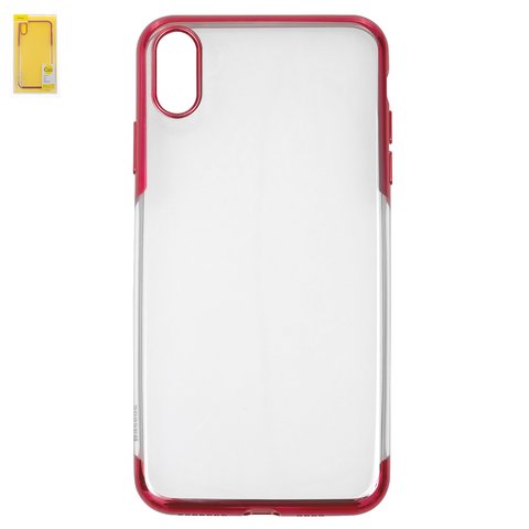 Чехол Baseus для iPhone XS Max, красный, прозрачный, силикон, #ARAPIPH65 MD09