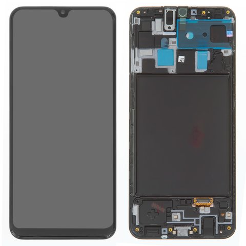 Дисплей для Samsung A205 Galaxy A20, A205F DS Galaxy A20, M107F DS Galaxy M10s, чорний, з рамкою, Original, сервісне опаковання, #GH82 19571A GH82 19572A GH82 21250A