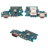 Шлейф для Samsung G990B Galaxy S21 FE 5G, микрофона, коннектора зарядки, c SIM-коннектором, Original (PRC), плата зарядки