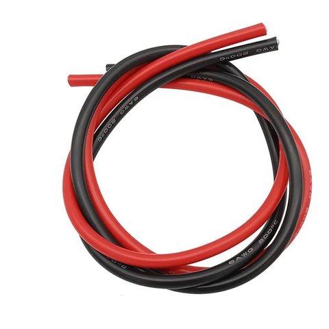 Провод в силиконовой изоляции 6AWG, 13,3 мм², 1 м, черный