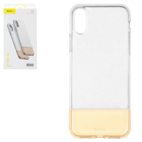 Case Baseus compatible with iPhone X, iPhone XS, golden, colourless, transparent, silicone  #WIAPIPH58 RY0V