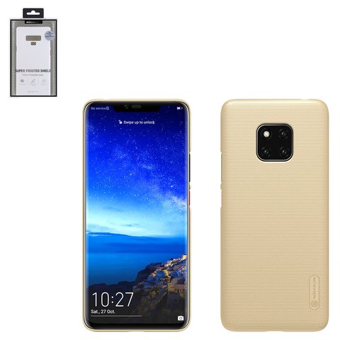 Case Nillkin Super Frosted Shield compatible with Huawei Mate 20 Pro, golden, with support, matt, plastic  #6902048167049