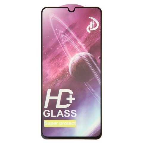 Tempered Glass Screen Protector All Spares compatible with Samsung A235 Galaxy A23, Full Glue, compatible with case, black, the layer of glue is applied to the entire surface of the glass 