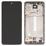 LCD compatible with Samsung A525 Galaxy A52, A526 Galaxy A52 5G, (white, with frame, original (change glass) )