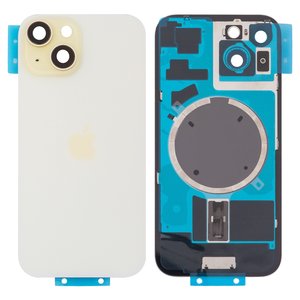 Housing Back Cover compatible with iPhone 15, yellow, with camera lens, Original PRC  