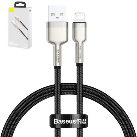 Cable USB Baseus Cafule Series Metal, USB tipo A, Lightning, 100 cm, 2.4 A, negro, con revestimiento de nylon, #CALJK A01