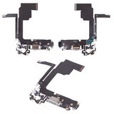 Flat Cable compatible with iPhone 15 Pro, (charge connector, white, with microphone, HC)