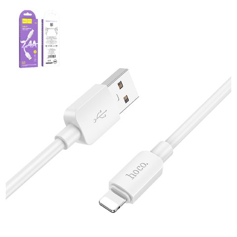 USB кабель Hoco X96, USB тип A, Lightning, 100 см, 2,4 А, белый, #6931474799074