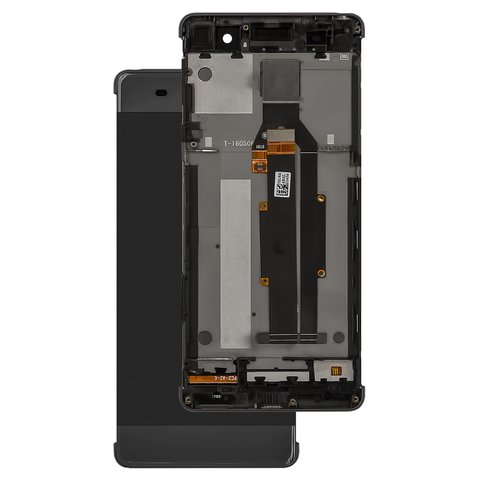 LCD compatible with Sony F3111 Xperia XA, F3112 Xperia XA Dual, F3113 Xperia XA, F3115 Xperia XA, F3116 Xperia XA Dual, gray, with frame, High Copy, graphite black 