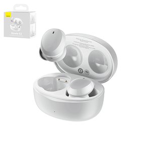 Headphone Baseus Bowie E2, wireless, vacuum, white, with charging case, with USB cable Type C  #NGTW090002