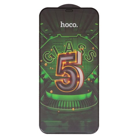 Tempered Glass Screen Protector Hoco G12 compatible with Apple iPhone 12 Pro Max, 5D Full Glue, without package, without wipes , black 
