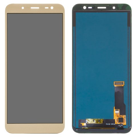 Pantalla LCD puede usarse con Samsung J600 Galaxy J6, dorado, con ajuste de brillo, Best copy, sin marco, Copy, TFT
