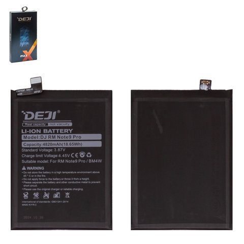 Batería Deji BM4W puede usarse con Xiaomi Redmi Note 9 Pro 5G, Li ion, 3.87 V, 4820 mAh