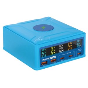 Adaptador de red RELIFE RL 304R , 260 W, Quick Charge, Power Delivery PD , con cargador inalámbrico, 5 puertos
