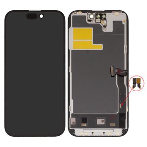 Pantalla LCD puede usarse con iPhone 14 Pro, negro, con marco, HC, sin microchip, AMOLED , GX OEM soft, 120Hz