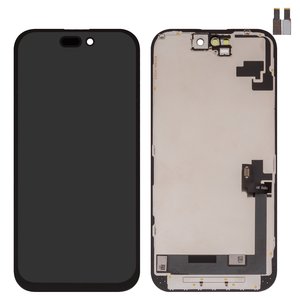 Pantalla LCD puede usarse con iPhone 16, negro, con marco, HC, TFT , ZY, LTPS FHD