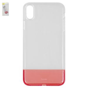 Чохол Baseus для iPhone XS Max, червоний, прозорий, силікон, пластик, #WIAPIPH65 RY09