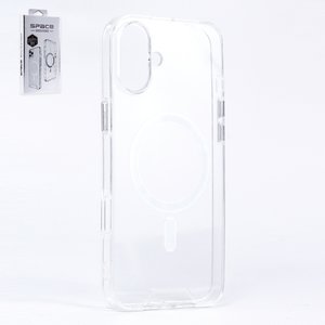 Чехол MagSafe Space для iPhone 16 Plus, прозрачный, магнитный, силикон