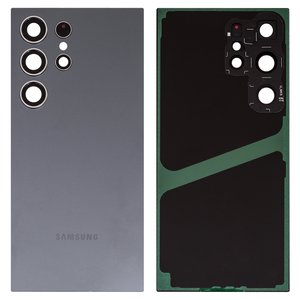 Задняя панель корпуса для Samsung S928 Galaxy S24 Ultra, черная, со стеклом камеры, Original PRC , titanium black