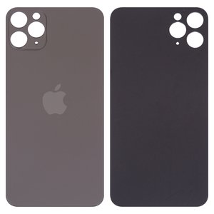 Задняя панель корпуса для iPhone 11 Pro Max, серая, не нужно снимать стекло камеры, Original PRC , big hole, matte space gray