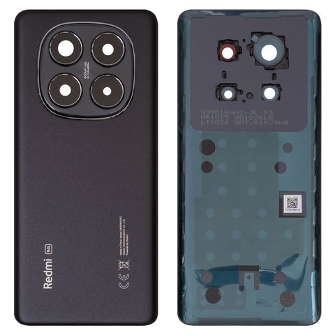 Задняя панель корпуса для Xiaomi Redmi Note 14 Pro 5G, черная, со стеклом камеры, midnight black