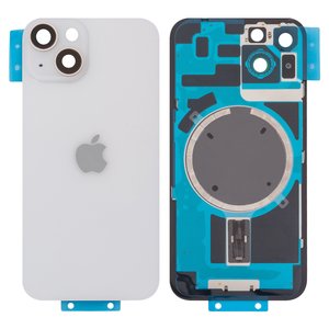 Задняя панель корпуса для iPhone 14, белая, со стеклом камеры, Original PRC , Starlight, small hole