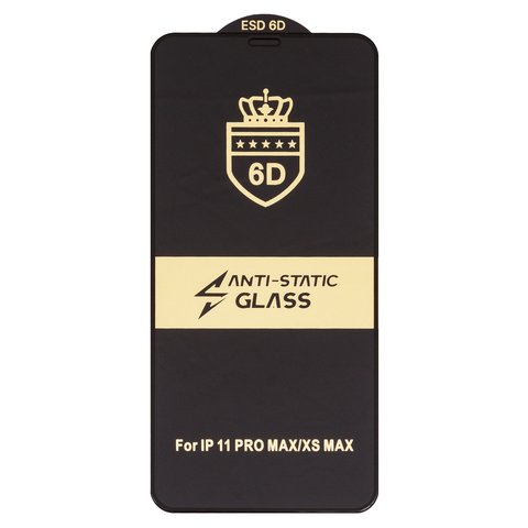 Захисне скло ESD 6D для Apple iPhone 11 Pro Max, iPhone XS Max, сумісне з чохлом, Full Glue, Anti Static, без упаковки , чорний
