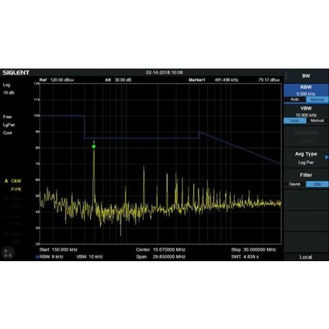 Программное расширение  "фильтр ЭМП и квазипиковый детектор" SIGLENT SSA5000 EMI