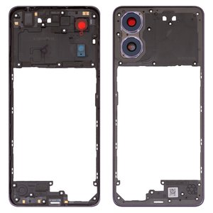 Средняя часть корпуса для Motorola Moto G04s, черная, со стеклом камеры