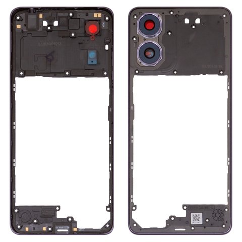 Средняя часть корпуса для Motorola Moto G04s, черная, со стеклом камеры