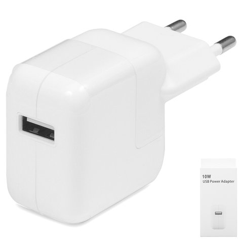 Мережевий зарядний пристрій для планшетів Apple; мобільних телефонів Apple, 220 В, USB вихід 5В 2,1А , біле